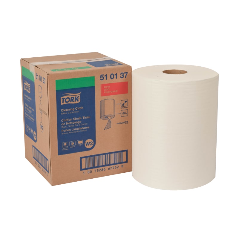 Tork 510137 Premium Cleaning Cloth, Centerfeed 1-Ply 12.6"X10" White 500/Case
