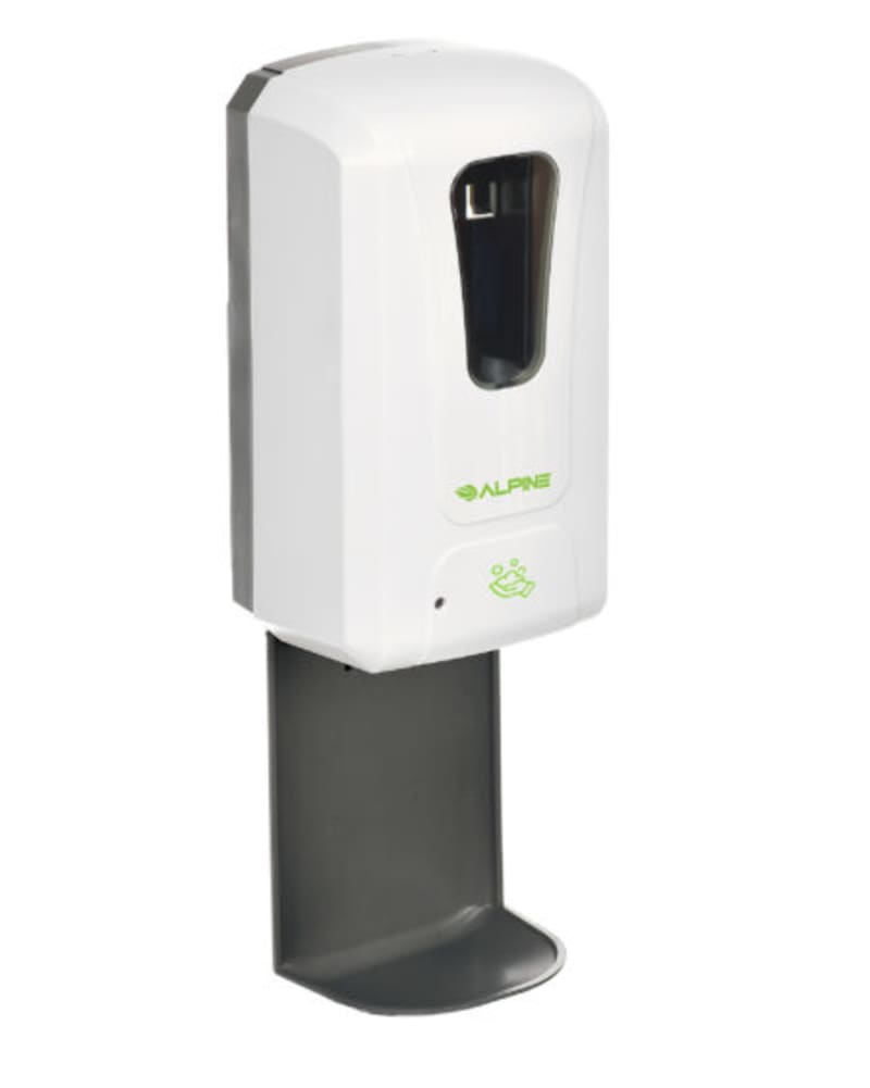 Alpine Industries ALP430-F-T Vertical Surface-Mount Automatic Foam Soap/Sanitizer Dispenser, 1200 mL, White, with Drip Tray