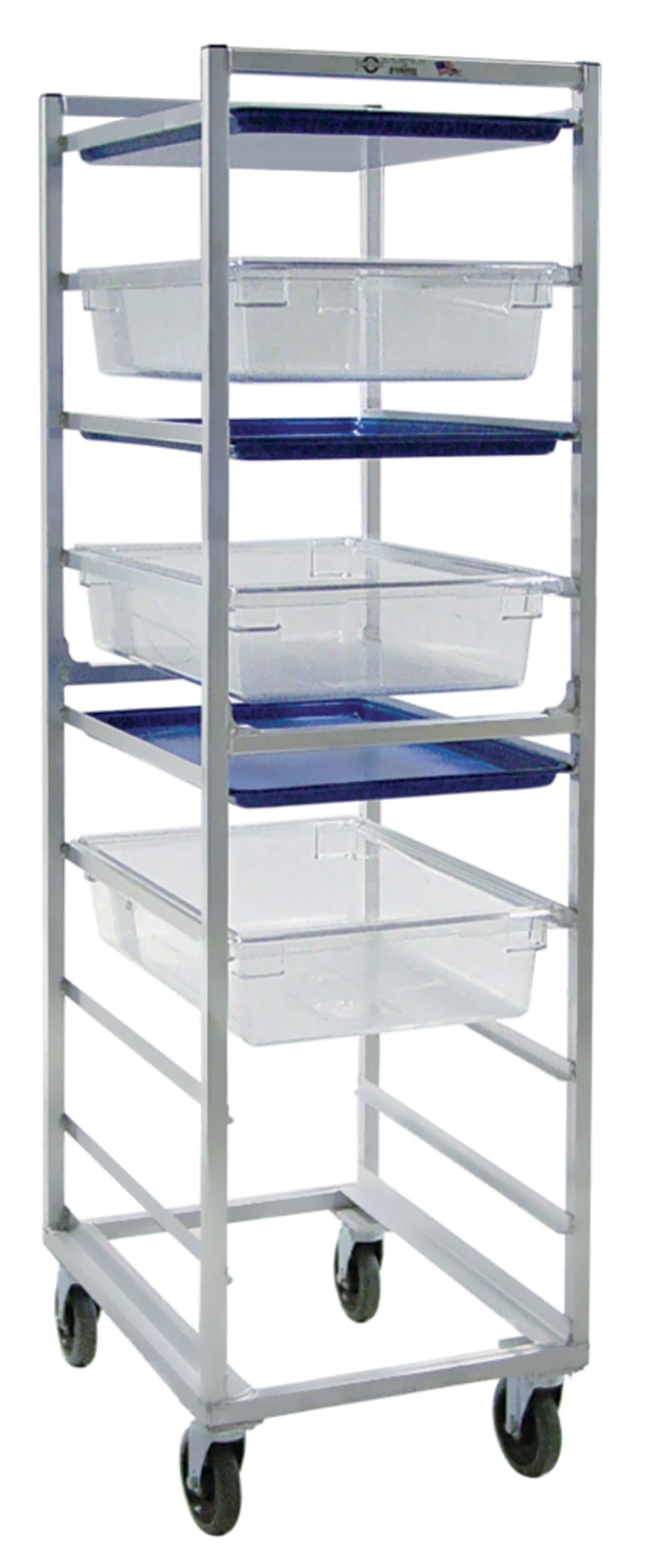 New Age Industrial 1486 Mobile Heavy Duty Welded Aluminum Full-Size End-Loading Combination (Combo) Rack For Full-Size Sheet (Bun) Pans & Poly Food Storage Boxes