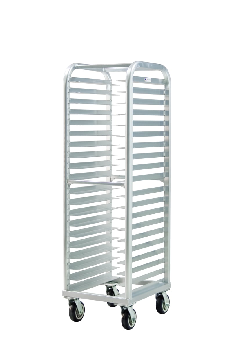 New Age Industrial 4339 Mobile Heavy Duty Lifetime Series Welded Aluminum Full-Size End-Loading Universal Wide Angle Pan Rack