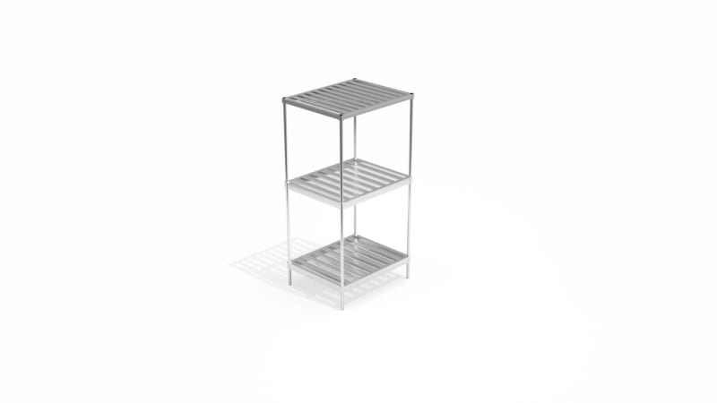 New Age Industrial 51169 3-Tier Heavy Duty Adjustable (Modular) Double-Deep Keg Shelving Unit With HD-Framed, Slatted T-Bar Shelves