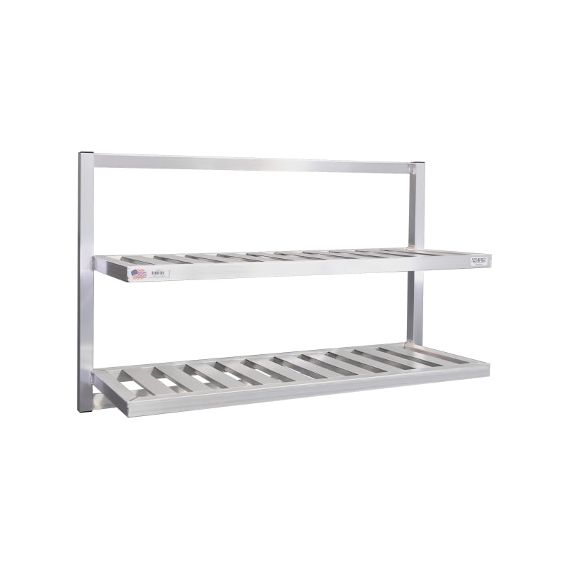 New Age Industrial 98213 Heavy Duty Welded T-Bar Aluminum Two-Tier Wall-Mounted Shelf for Bus Tubs