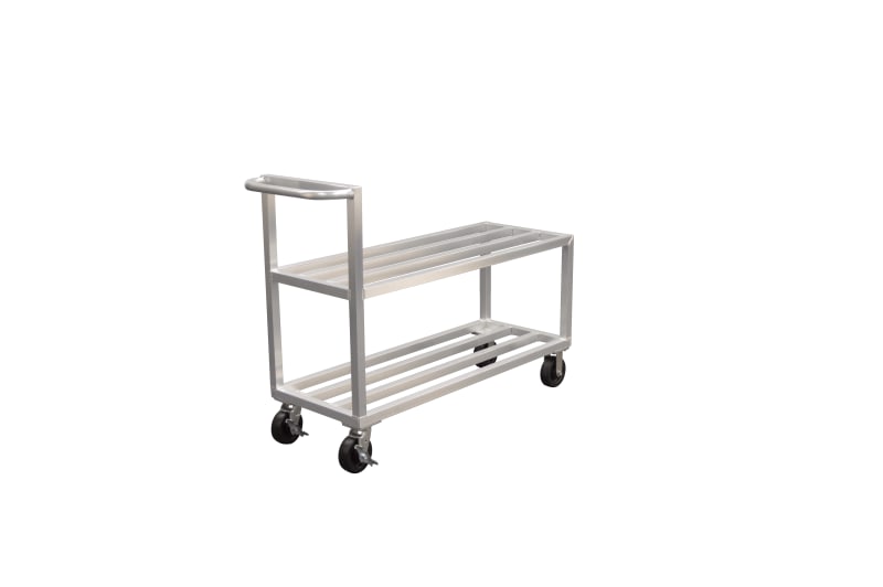 New Age Industrial NS557 2-Tier Heavy Duty Welded Aluminum General Utility & Stocking Truck With HD-Bar Tubular Shelves & Push Handle