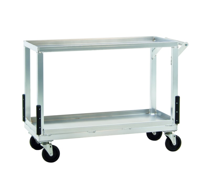 New Age Industrial NS765 2-Tier Heavy Duty Welded Aluminum Floral, Produce, Stocking & Utility Cart With Push Handle & Corner Bumpers