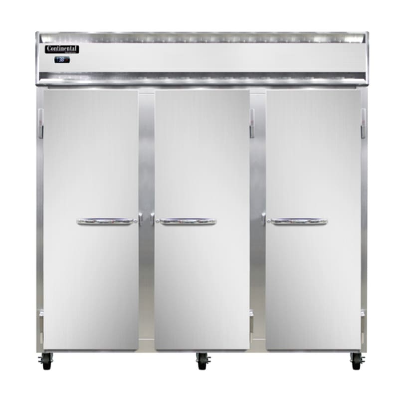 Continental 3RN 78" 3 Solid Door Reach-In Refrigerator