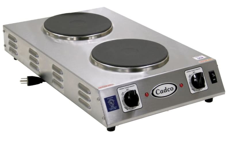 Cadco CDR-2CFB 13" Electric Double Countertop Hotplate, Front-to-Back Orientation, 120V