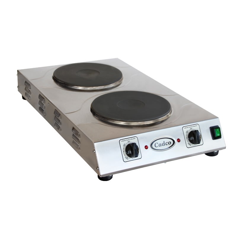 Cadco CDR-3K 15" Electric Double Countertop Hotplate, Front-to-Back Orientation, 220V
