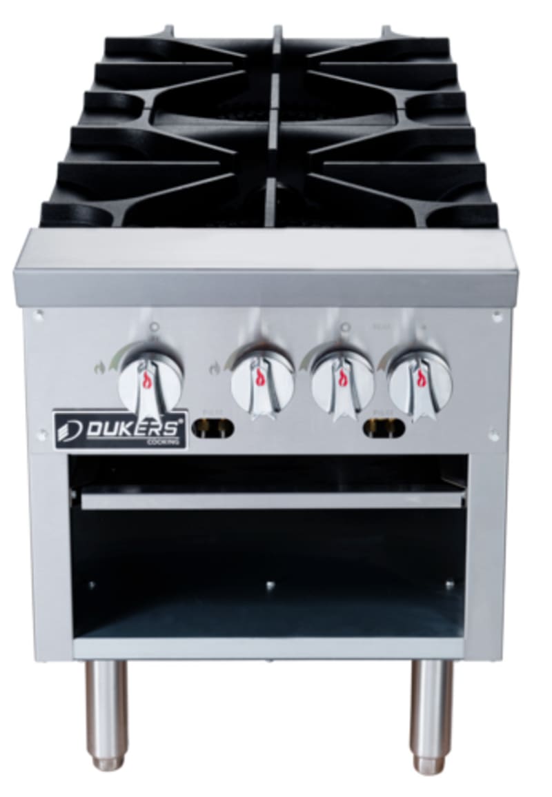 Dukers DCSPA2 Stock Pot Range Four Heavy-Duty Cast Iron Three-Ring Burners