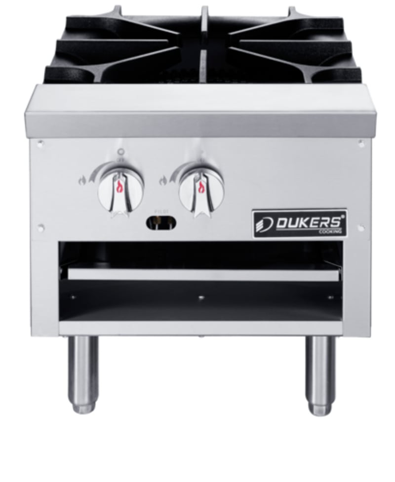 Dukers DCSPB1 Stock Pot Range Two Heavy-Duty Cast Iron Three-Ring Burners