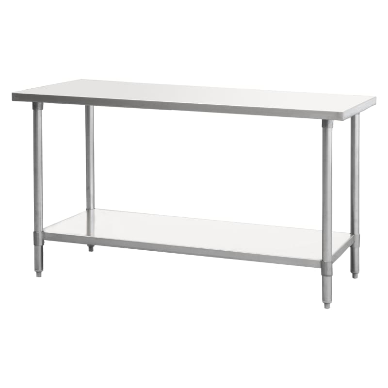 Atosa SSTW-2472 Mixrite 72" x 24" Stainless Steel Work Table with Flat Top, Stainless Steel Legs and Undershelf