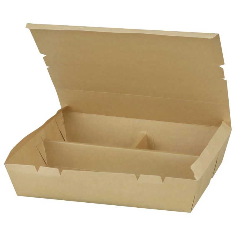 Verterra VT-PB-11x9-3C 11x9x2 PaperBoard 3 Compartment Bento Box - 150 pcs