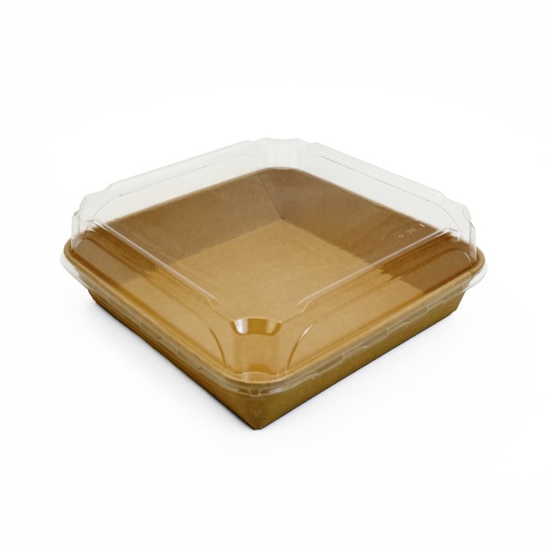 VerTerra VT-KFT-9X9 Kraft Tray w/ PLA Liner, 9" x 9"