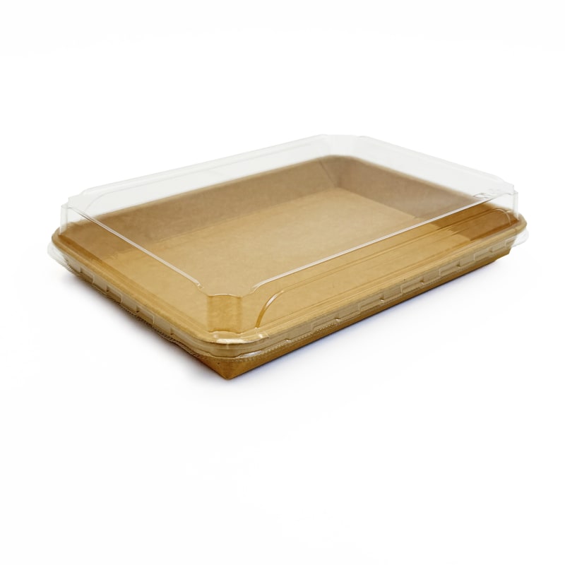 VerTerra VT-PBL-10.7X7.17 Kraft Tray w/ Lid, 10-3/4" x 7-3/16"