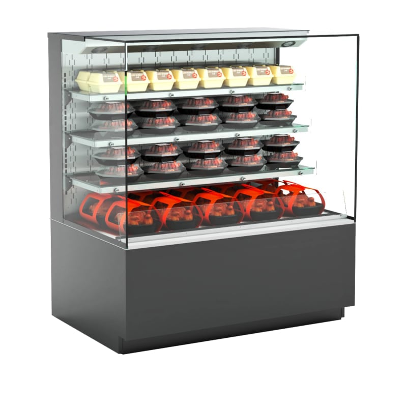 Structural Concepts NR3655HSSV Reveal™ 36" Self-Service Heated Display Merchandiser with 3 Shelves, Black