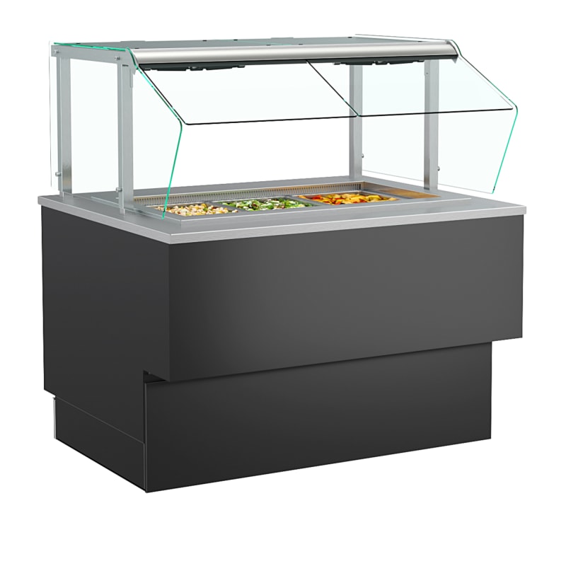 Structural Concepts FB4SS-3R Grocerant Inline 53" Self-Service Refigerated Buffet Table with 3-Pan Capacity, Black, Remote Cooled