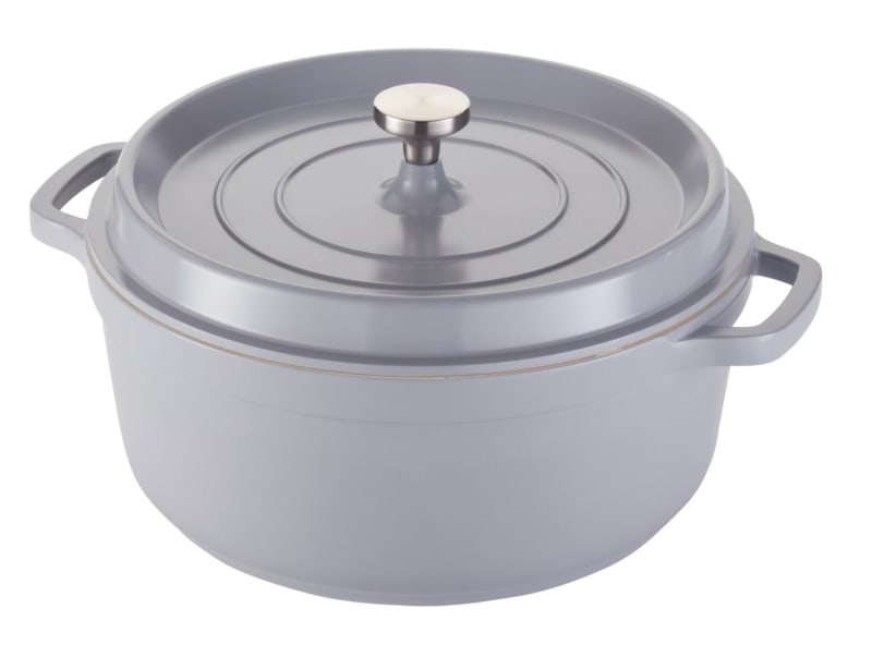 Spring USA 8658-9/28 Ironlite, Aluminum Servingware, Deep Casserole, Grey Exterior w/Creme Interior, 28cm diameter Induction Ready