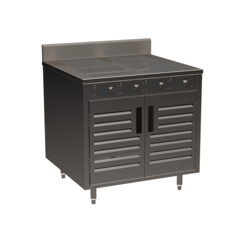 Spring USA BOH-1800D BOH Series 36" 4-zone Flameless Cooking Slide-in Induction Range Cabinet, 1800W w/Doors