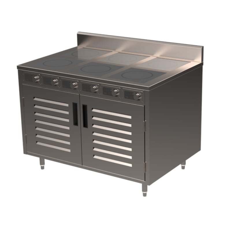 Spring USA BOH-2600D-6 BOH Series 48" 6-zone Flameless Cooking Slide-in Induction Range Cabinet, 2600W w/Doors