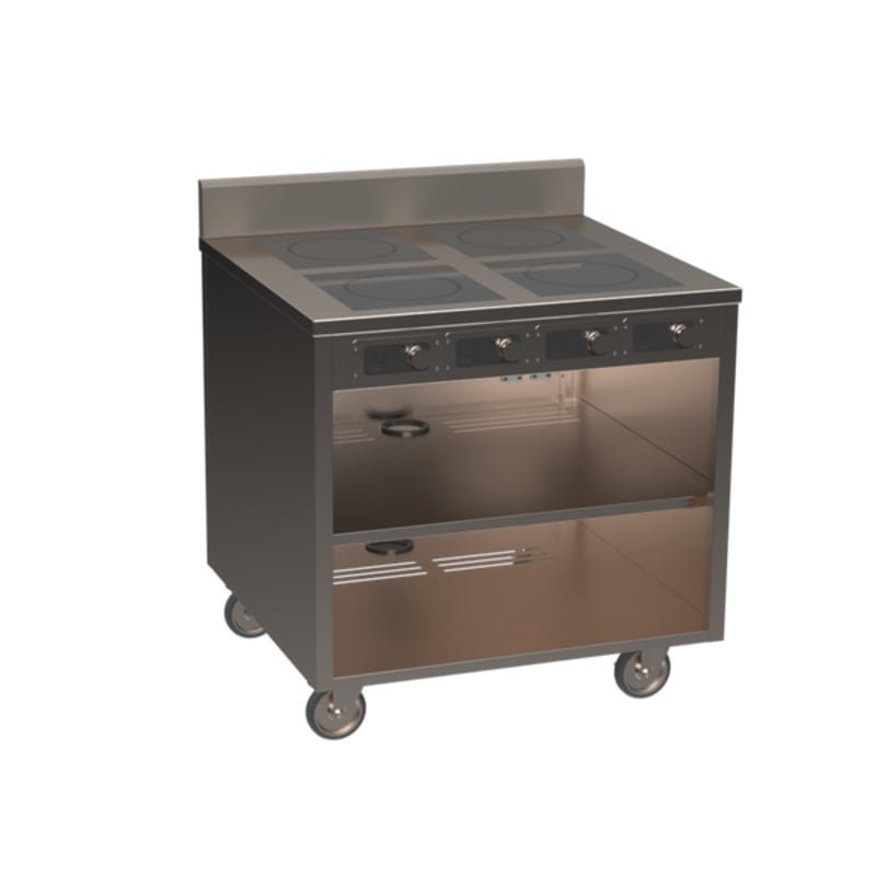 Spring USA BOH-3500C BOH Series 36" 4-zone Flameless Cooking Induction Cart, 3500W w/Casters