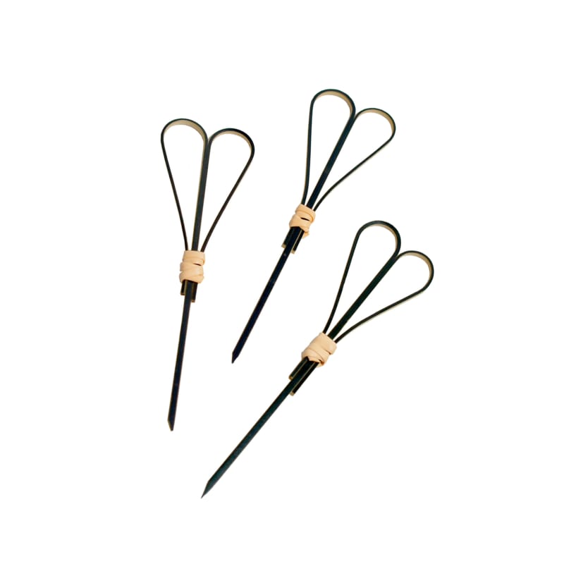 PacknWood 209BBFOTSY10 FOTSY Black Bamboo Skewer With Looped Heart Design