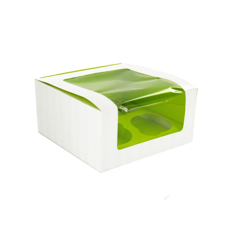PacknWood 209BCKF4 Green Cupcake Box with Window (4 Pieces)