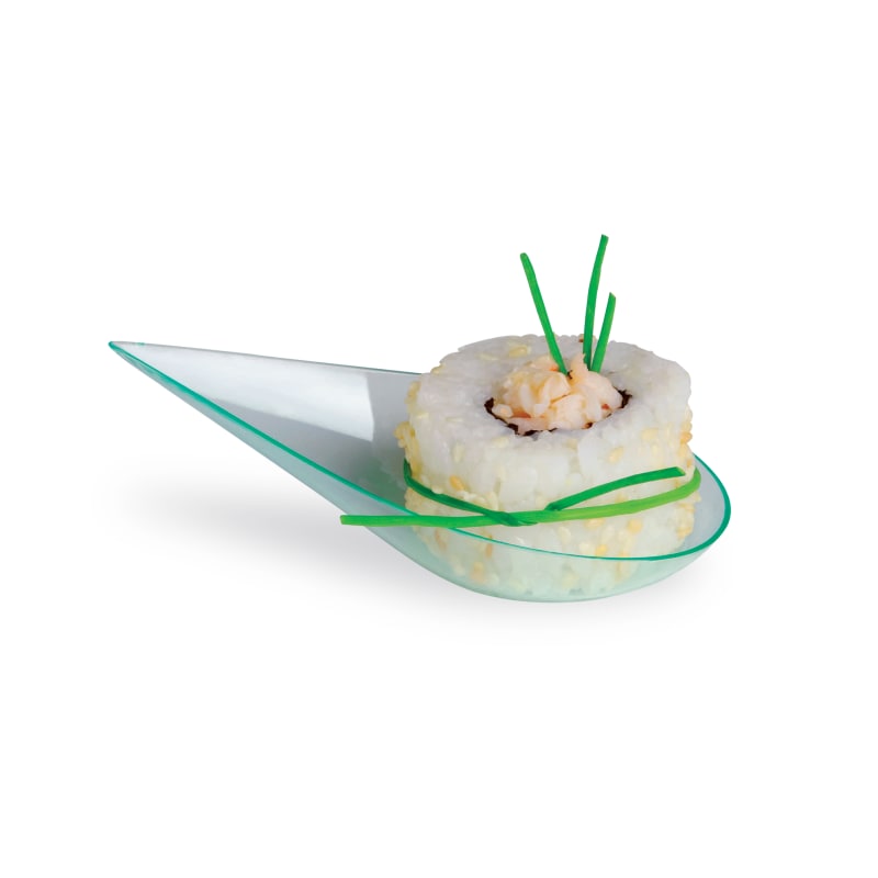 PacknWood 209MBVAIA1 VAIA Clear Green Drop Shaped Mini Dish
