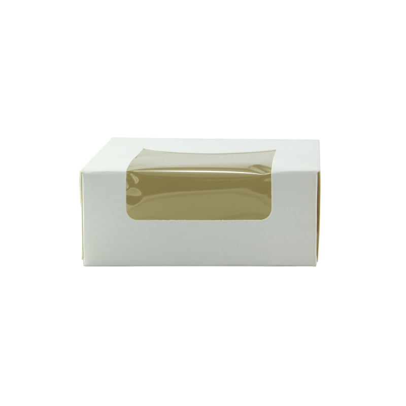 PacknWood 209PAT100J White Pastry Box with PET Window