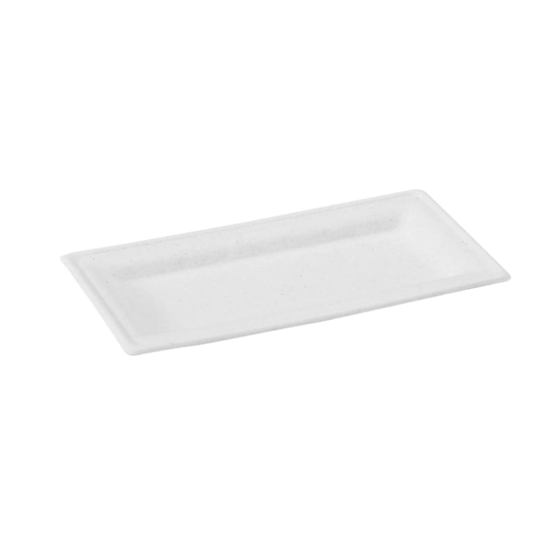 PacknWood 210APU1327F Rectangular White Sugarcane Plate (No added PFAs)