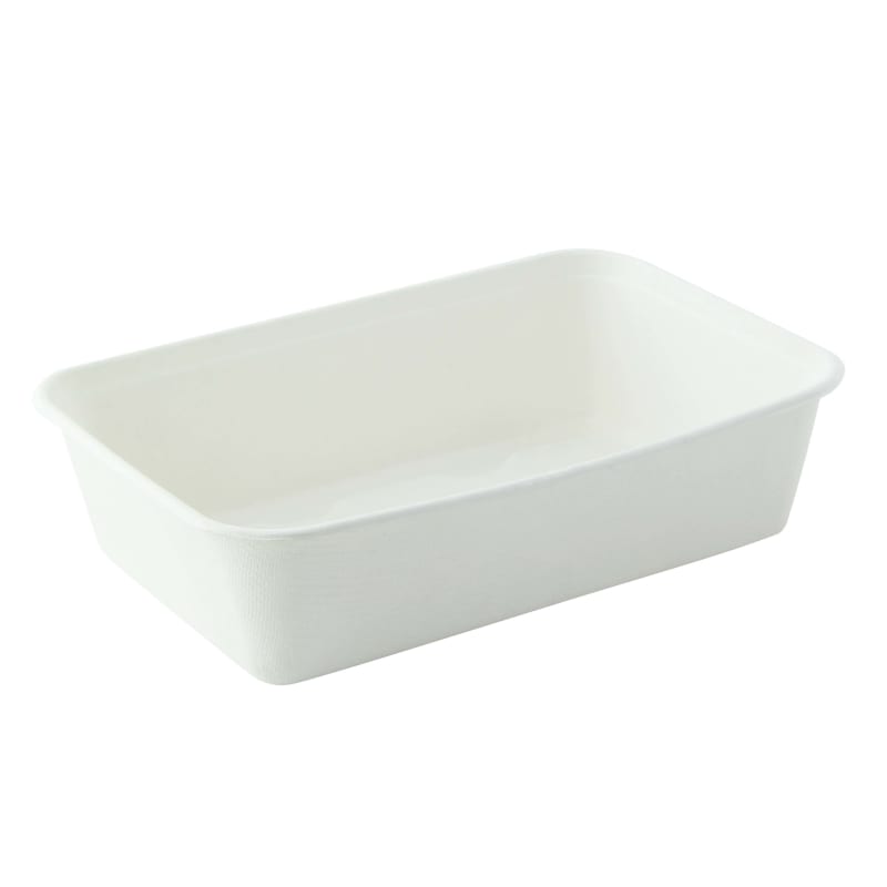 PacknWood 210APUREC500 Eco Rec Rectangular White Sugarcane Salad Bowl