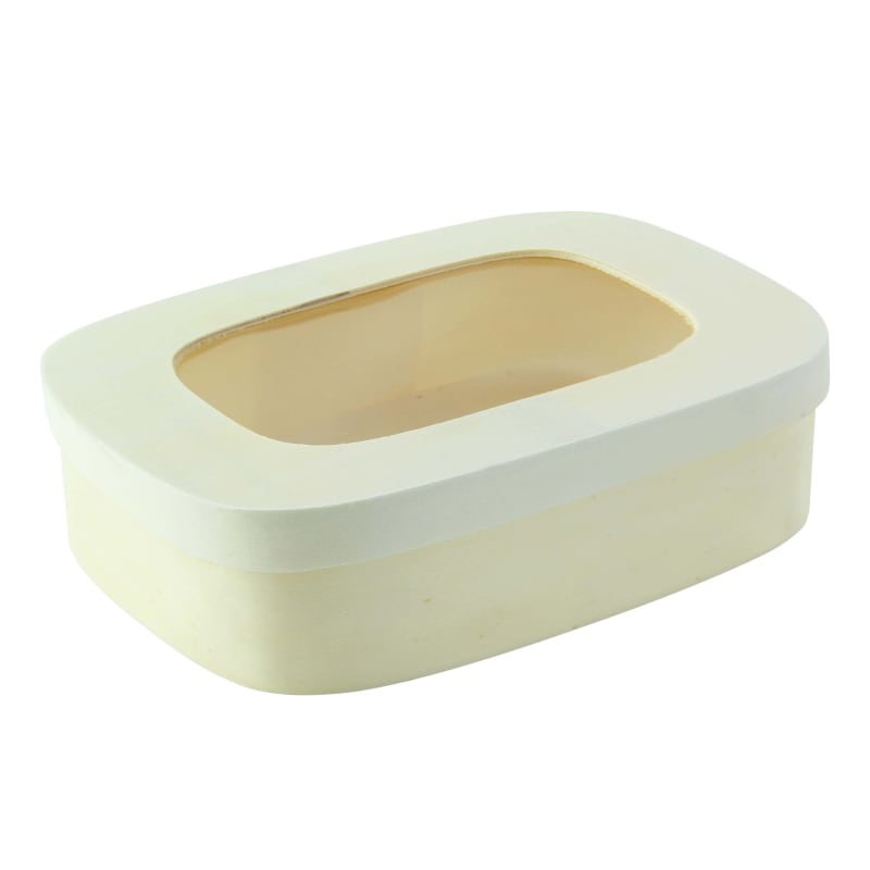 PacknWood 210BBOITE188F Rectangular Wood Box with Window Lid