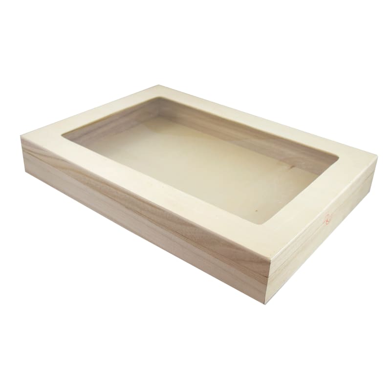PacknWood 210BBOXATLASF Atlas 1/1 Wooden Reusable Lunch Box with Window Lid