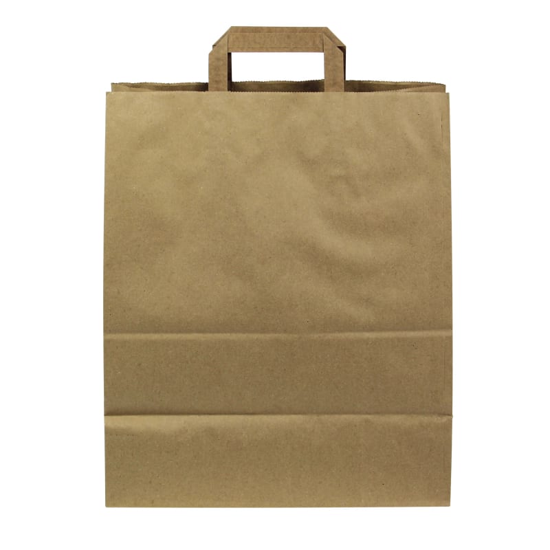 PacknWood 210CABDP32BR Kraft double-layer paper carrier bag with handles