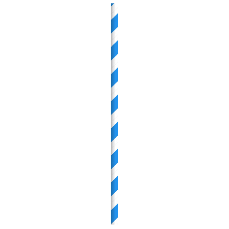 PacknWood 210CHP19BLUE Durable Blue & White Striped Paper Straws - Unwrapped