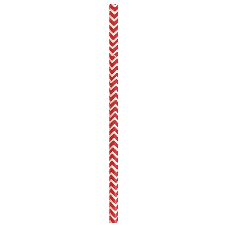 PacknWood 210CHP19CHR Durable Red & White Design Paper Straws - Unwrapped
