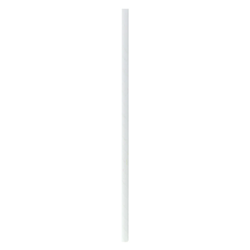 PacknWood 210CHP26WH Durable Solid White Paper Straws - Unwrapped