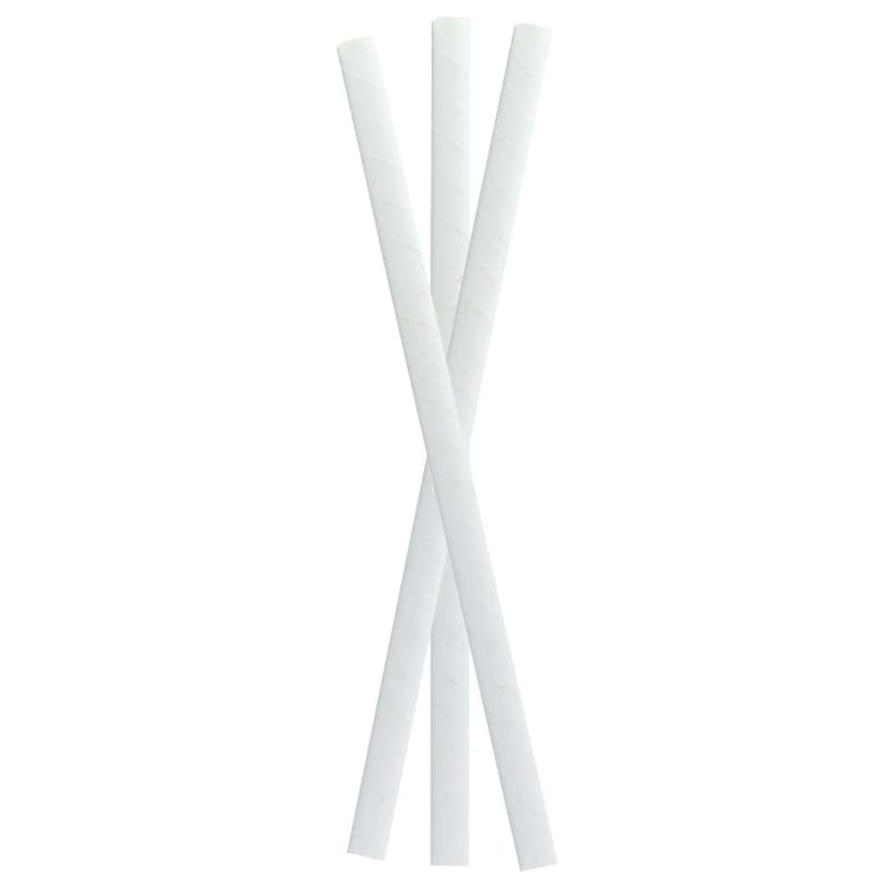 PacknWood 210CHP8WH Durable Solid White Smoothie Paper Straws - Unwrapped