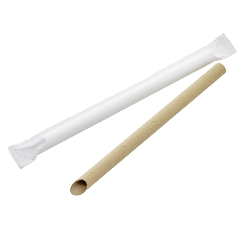 PacknWood 210CHS212EK Kraft Beveled Straw For Boba Tea - Individually Wrapped