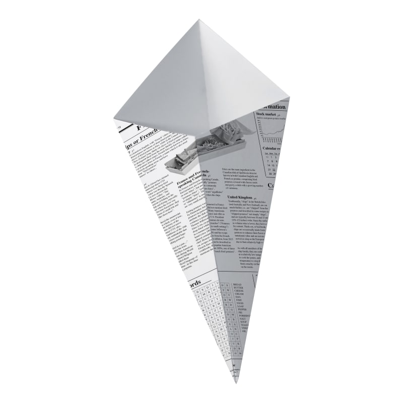 PacknWood 210CNEWS325 Sturdy Paper Cones with Newspaper Print
