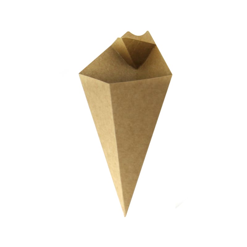 PacknWood 210CONFR2KR Kraft Paper Cones with Built in Dipping Sauce Compartment