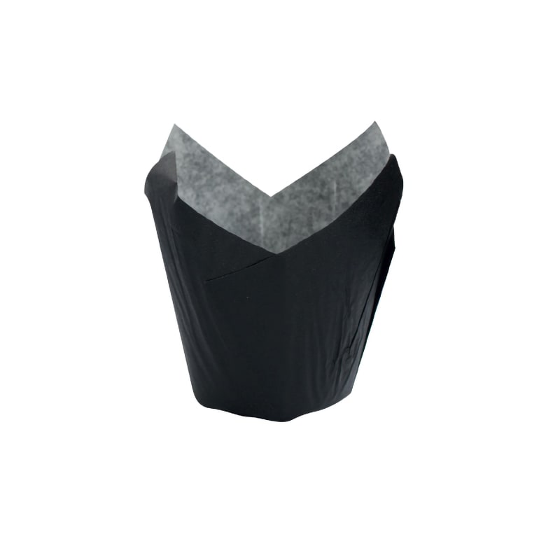 PacknWood 210CPST8N Tulip Black Greaseproof Baking Cup