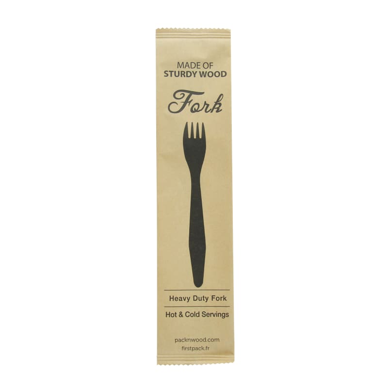 PacknWood 210CVB191W Heavy Weight Wooden Fork Wrapped in Paper Wrapper
