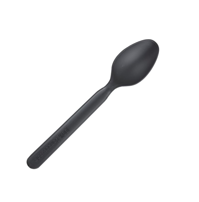 PacknWood 210CVPL125 Unwrapped Compostable & Heat Proof Corn - Black Spoon