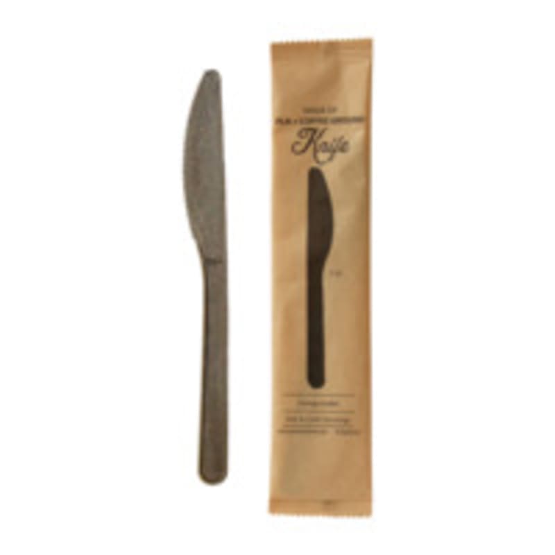 PacknWood 210CVPL722COW Compostable Wrapped Coffee Ground Knife