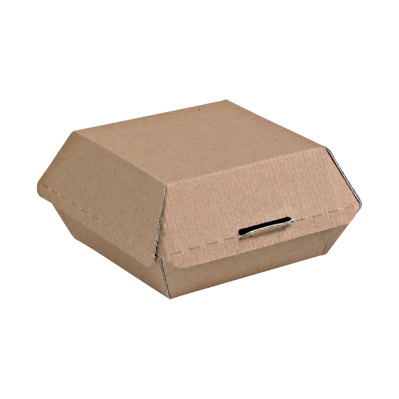 PacknWood 210EATBURG135K Kraft Corrugated Hamburger Clamshell Take Out Box