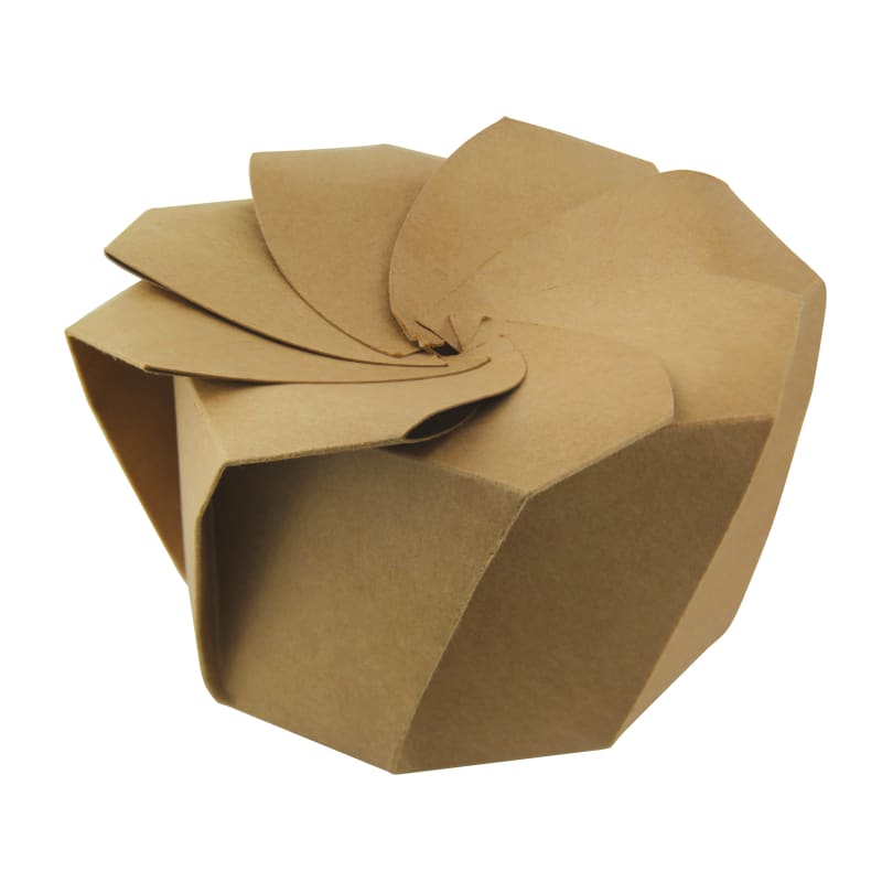 PacknWood 210GAMI750K Kraft Paperboard Salad Cup with Origami Folding Lid