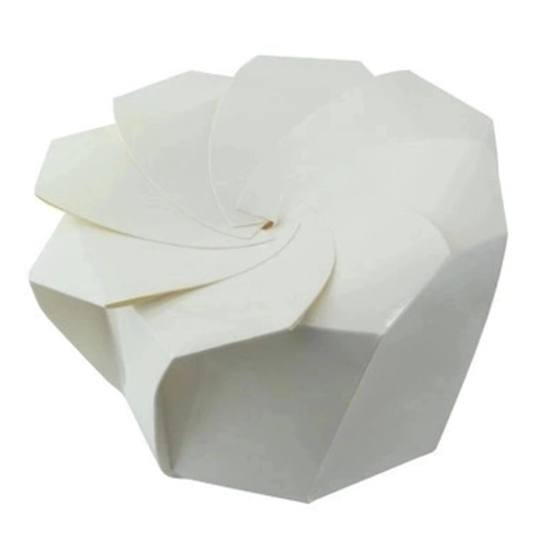 PacknWood 210GAMI750W White Paperboard Salad Cup with Origami Folding Lid