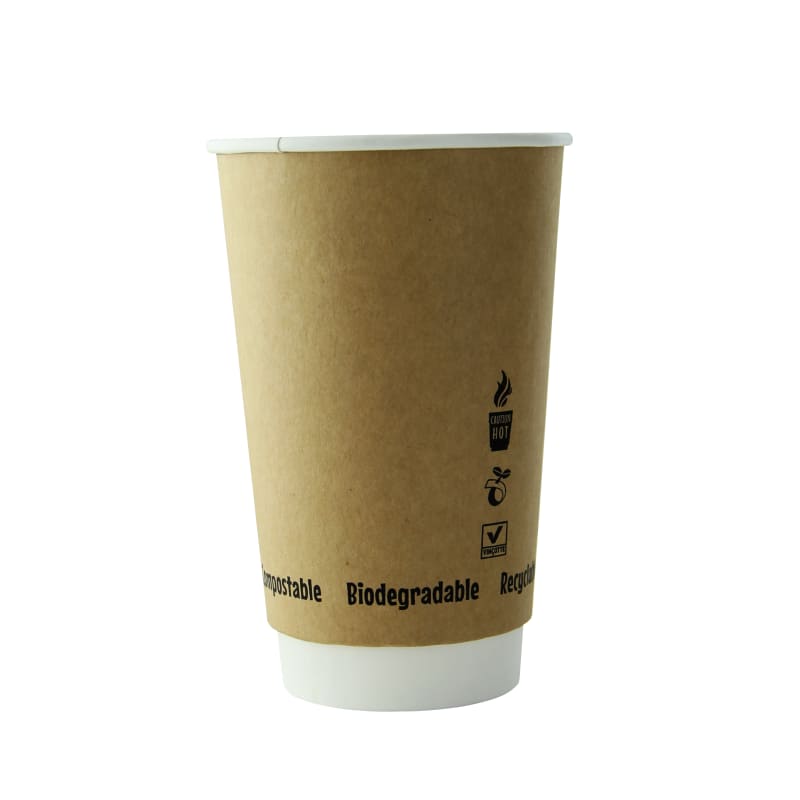 PacknWood 210GCDW16K Double Wall Kraft Compostable Paper Cup