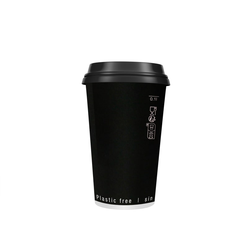 PacknWood 210GCDWB10N Black Double Wall Paper Cup Plastic Free