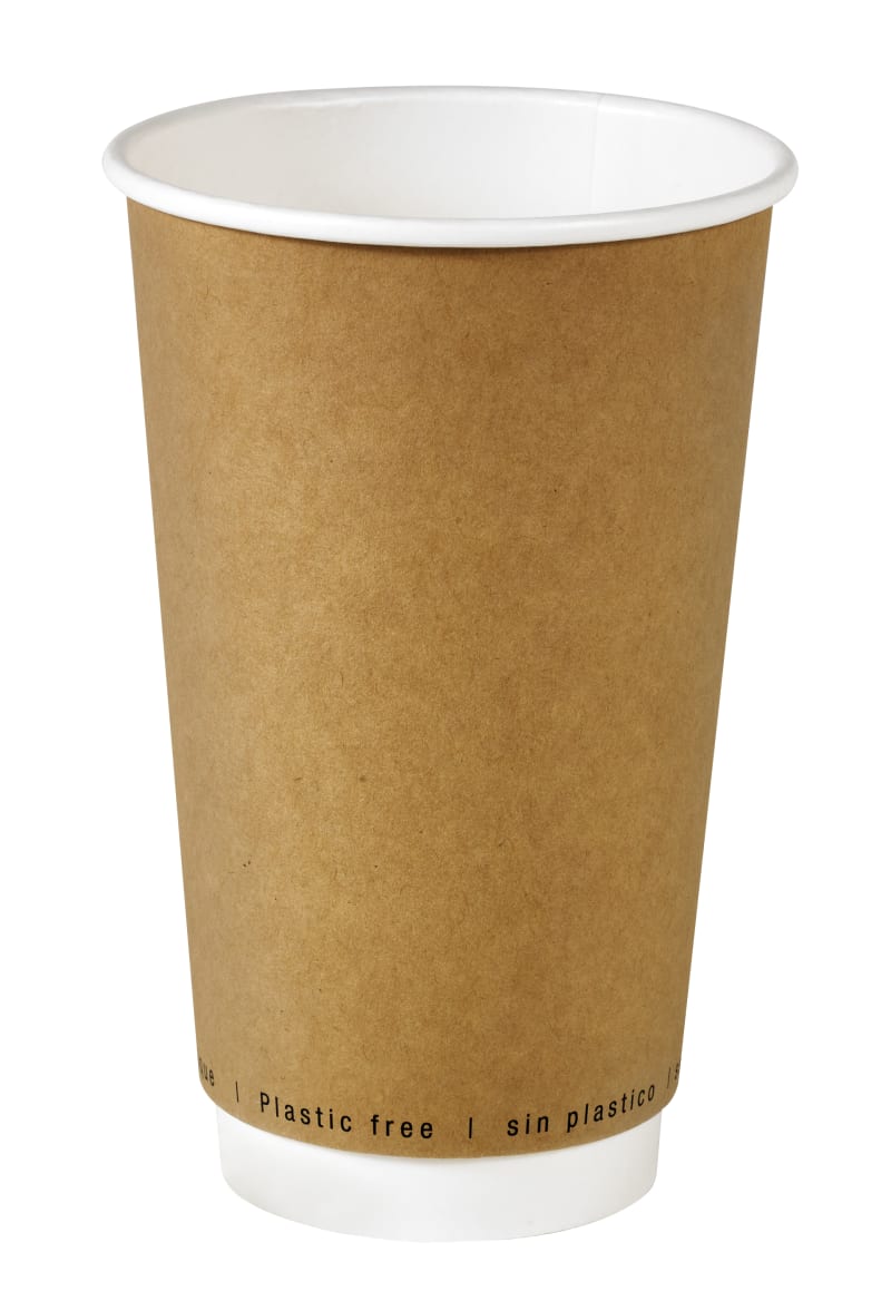 PacknWood 210GCDWB16K Kraft Double Wall Paper Cup Plastic Free