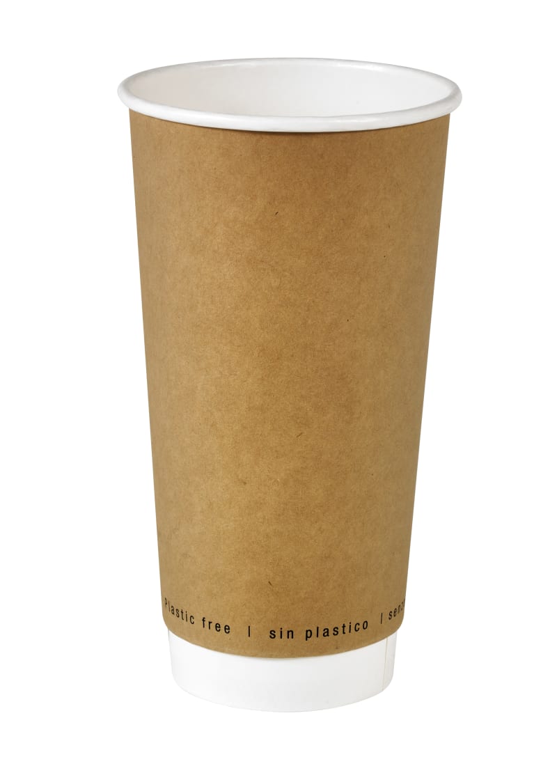 PacknWood 210GCDWB20K Kraft Double Wall Paper Cup Plastic Free